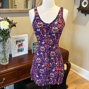 Flirty Floral Print Figure Flattering Mini Dress Women’s XS